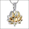 Colares pendentes pingentes jóias kasd1860 cremação de aço inoxidável urnas cinzas para mulheres itens de presente de lótus colar de flores