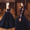 2022 Navy Velvet Ball Gown Quinceanera dresses Long Caftan Party Crystals Beading Evening Gowns Vestidos Formals Dubai Dress C0620X08