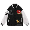 Herenjassen Hiphop Brief Liefde Massaal Baseballjack Jas Contraststiksel Uitloper Streetwear Tops Heren Dames Varsity