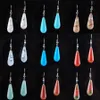 Classic Fashion Dangle Hook Stone Long Earrings For Female Jewelry Gift Natural Gemstone Water Drop Beads Hanging Aventurine Turquoise Alabaster Opal DBR320