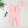 2022 летние младенцы Rompers 3 Macaron цвет розовый бежевый зеленый детский боди с супер милым повязок повязки сладкие девушки с короткими рукавами