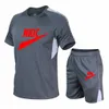 Summer Brand Logo tracksuit men loose t shirt with shorts together mens clothes football shirts keep cool sets over-size M to 5XL