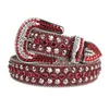 العلامة التجارية الشهيرة Boldeye Red Bling Diamond Belt Men Rhintonespike مرصعة بالجلد