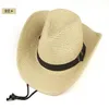 Bérets Men Cowboy Cowboy tricot Paille de paille Fashion Big largeur largeur décontractée plage solaire Suncreen Bloc UV Protection Couiner CEULLE COUCLE CAP W1BERET