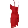 Ocstrade Bandage Dress Summer Red Party Evening Luxury Women Tassel Fringed Black Sexy Bodycon Club Outfits 220426