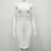Casual Kleider 2022 Elegante Mode Taille Aushöhlen Verzierter Spaghetti Strap Celebrity Frauen Großhandel Partei Verbandkleid
