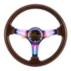 2022 Universal Glossy Color 14Inch 350mm ND Wood Auto Racing Steering Wheels ND Shift Knob Deep Corn Drifting Modification Sport ratt med logotyp 15 färger