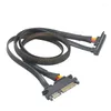 Datorkablar Anslutningar 22PIN SATA Male till 90 graders vinklad kvinnlig seriell kabel Data Cord Line Extension Nylon Sleeved Blackcomputer