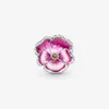100% 925 Sterling Argent Rose Blue Pansy Fleur Charms Fit Fit Original Européen Charm Bracelet Mode Bijoux Accessoires