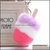 Key Rings sieraden bont Popsicle ring voor vrouwen mode geschenk pluche ijszak hangen sleutelhanger pompom sleutelhangers h586q f drop deli dh0g8