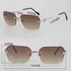 Neueste Mode Metall große quadratische Stile randlose Sonnenbrille 18K Gold männliche und weibliche Sonnenbrille Luxus Schutz Brillen Modedesigner Paarungstasche Optisch