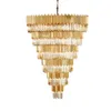 Lussuoso Lampadario di Cristallo Oro Grande Lungo Lampadari Moderni Luci Apparecchio Americano Multi Cerchi Droplight Art Déco Illuminazione per Interni Diametro100cm H180cm