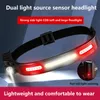 Fari con controllo del senso lampada frontale LED COB torcia luce di lavoro lampada di emergenza impermeabile ricarica USB faro da campeggio Dropship