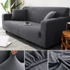 Stoelbedekkingen Dikke elastische bank voor woonkamer Grijs Jacquard Stretch Couch Cover 1/2/3/4 zithoek Slipcover L Vorm