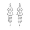 Retro Long Tassel Rhinestones Dangle Earrings For Women Girls Temperament Hollow Geometric Dangle Ear Jewelry Accessories