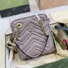 Moda Mujer Diseñadores de lujo Bolsos de hombro Marmont Ladies Wallet Marca Classic Mini Tote Bag Saddle Crossbody Houlder Bolso con caja