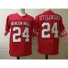 NIK1 NCAA Beacon Hills #24 Stilinski Red College Football Jersey Maroon Jerseys Shirts S-3XL