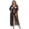 Vestido de dormir feminino vestido de manga longa de roupas de noite transparente de renda transparente mulher plus size caixa de caixas eróticas lingerie sexy rw80232women's