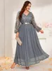 플러스 사이즈 드레스 봄 여성 맥시 드레스 대형 럭셔리 디자이너 세련된 우아한 긴 터키 아랍어 두바이 이브닝 파티 ClothingPlus