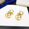 Europe America Designer Fashion Style Necklace Earrings Lady Women Goldcolour Hardware Engraved V Initials Pendant Jewelry Sets M1280075