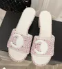 Designer de luxe femmes pantoufles laine supérieure sandales tissées doublure en peau de mouton semelle extérieure en cuir chaussures de plage sortie dos blanc avec boîte