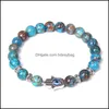 Beaded Strands Bracelets Jewelry Beaded Fatima Hand Women Natural Blue Kyanite Bracelet For 8 Mm Stone Beads Pser Dhdpw