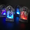 Halloween Toys 5Styles Halloween Lumineux LED Lampe Tombstone Sorcière Fantôme Crâne Croix Château Citrouille Jardin Décor Rétro Simulation Décorations 220826