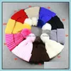 Neues Baby Kleinkind Strick Beanie Hüte Mädchen Jungen Warme Winter Pelz Pom Hat Häkeln Ski Ball Caps Weihnachten Halloween Geschenke HH7-130 Drop Lieferung 2