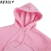 Akaily Autumn Fleece Pink 3 3つのピースセットトラックスーツの女性衣装スウェットスーツ長袖のパーカークロップトップとパンツスーツW220331