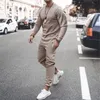 Sportswear Sumer Men s Set Solid Color Tracksuit Sports Suits Male Sweatsuit Long Sleeves T shirt Pants Printing 2 pc sets 220620