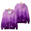 Molus de moletons masculinos Aphmau Merch Zipper Flame Purple e Red 3D Print Jackets Casacos para homens homens de rua Kawaii Cádondão infantil