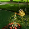 Solar Waterfall Law Lamps Garden Decorations Outdoor Watering Can with Cascading Lights Hanging Waterproof Garden Decor for Outside Suitable
