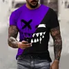 T-shirt da uomo 2022 Estate Stampa 3D Devil Smiles Moda Casual Girocollo Hip Hop T-shirt a maniche corte 130-6XL