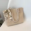 Bolsos de noche, bolso de mano tejido de ratán a la moda para mujer, bolso de playa de verano, bolso de mano de gran capacidad, bandolera de paja tejida hecha a mano para mujer de noche