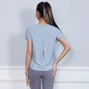 lu Allinea yoga a maniche corte per il fitness sport bellissima T-shirt traspirante elasticizzata ad asciugatura rapida con spacco sul retro