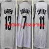 Basketball cousu 7 Kevin Durant Jerseys 13 James Harden 11 Kyrie Irving City Noir Blanc Bleu Homme Bonne Qualité Gagné S-XXL