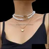Pendant Necklaces Pendants Jewelry Heart-Shaped Complex Neck Beaded Irregar Shaped Pearl Clavicle Chain Evening Dress Mti-Layer Creative F