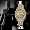 Hip Hop Luxury Quartz s es Iced Out Fashion AAA Cz Full Bling Diamond Watch för män Vattentät manlig klocka XFCS