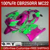 Injeção MC22 250cc para Honda CBR250 CC Pink Green CBR 250RR 250 RR 90 91 92 93 94 95 1996 1997 1998 1999 131No.232 CBR250RR 1990 1991 1992 1993 1995 96 97 99 99