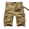 Sommar Mäns Baggy Multi Pocket Militär Cargo Shorts Man Bomull Khaki Mens Taktiska Korta Byxor 29-44 Inget bälte 220325