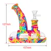 Hookahs with14.4mm bowl Printing color Boat Dab Rigs Glass Bongs smoke accessory smoking pipes for wholesale