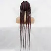 Braided Wigs 360 Lace Front Wig 36 Inch Long Synthetic With Baby Hair For Black Women Handmade 2022 New Style