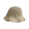 Wide Brim Hats Summer Straw Crochet Bucket Hat Women's Foldable Panama Cap UV Sun Boho Flower Fishing Vacation Beach HatWide Wend22