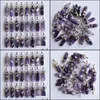 Charms rand Amethyst Pillar Natural Stone Chakra Healing Pendum Hexagonal Prismh￤nge DIY Halsband Ear Carshop2006 DHIA5