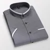 BROWON Zomer Shirt Mannen Korte Mouw Slim Fit Stand Kraag Effen Kleur Shirts voor Mannen Kleding Oversized Button Up shirt 220516