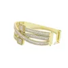 Iced out Sparking Baguette CZ Cubic Zirconia Armband Gold Sier Color Fashion Multi Layered Band Armband Bangles smycken