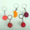 Chaves de chaves de fruta de fruta Morango Plum Orange PVC Silicone Car Key Ornament Bote Comida Keyring Pingente Bag Cadeia Presente ENEK2