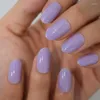 False Nails Press On Set Glossy UV Gelnails Tips Oval Almond Artificial Fake Nail Art Full Cover Fingernails Short Solid Color Prud22