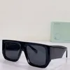 Designer-Sonnenbrille mit weißem und schwarzem Rahmen OMRI013, Herren- oder Damenmode, All-Match-Ultra-Wide-Bügel, Tellerbrille, schwarze Gläser, Top-Qualität, mit Box