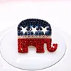 Blue Crystal Vintage Elephant Brooches for Women High Grade Fashion republican mark Brooch Pins Coat Accessories Animal Jewelry Gifts